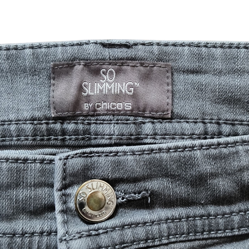 So Slimming By Chicos Gray Straight Leg Jeans Size 1.5 (US Size 10) - Picture 5 of 7